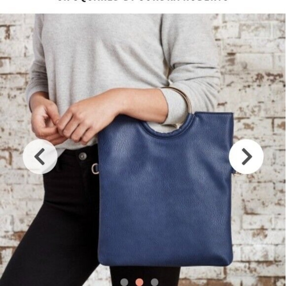 Sondra Roberts Inner Circle Clutch Square‎ Crossbody Navy Blue Purse - Picture 13 of 15